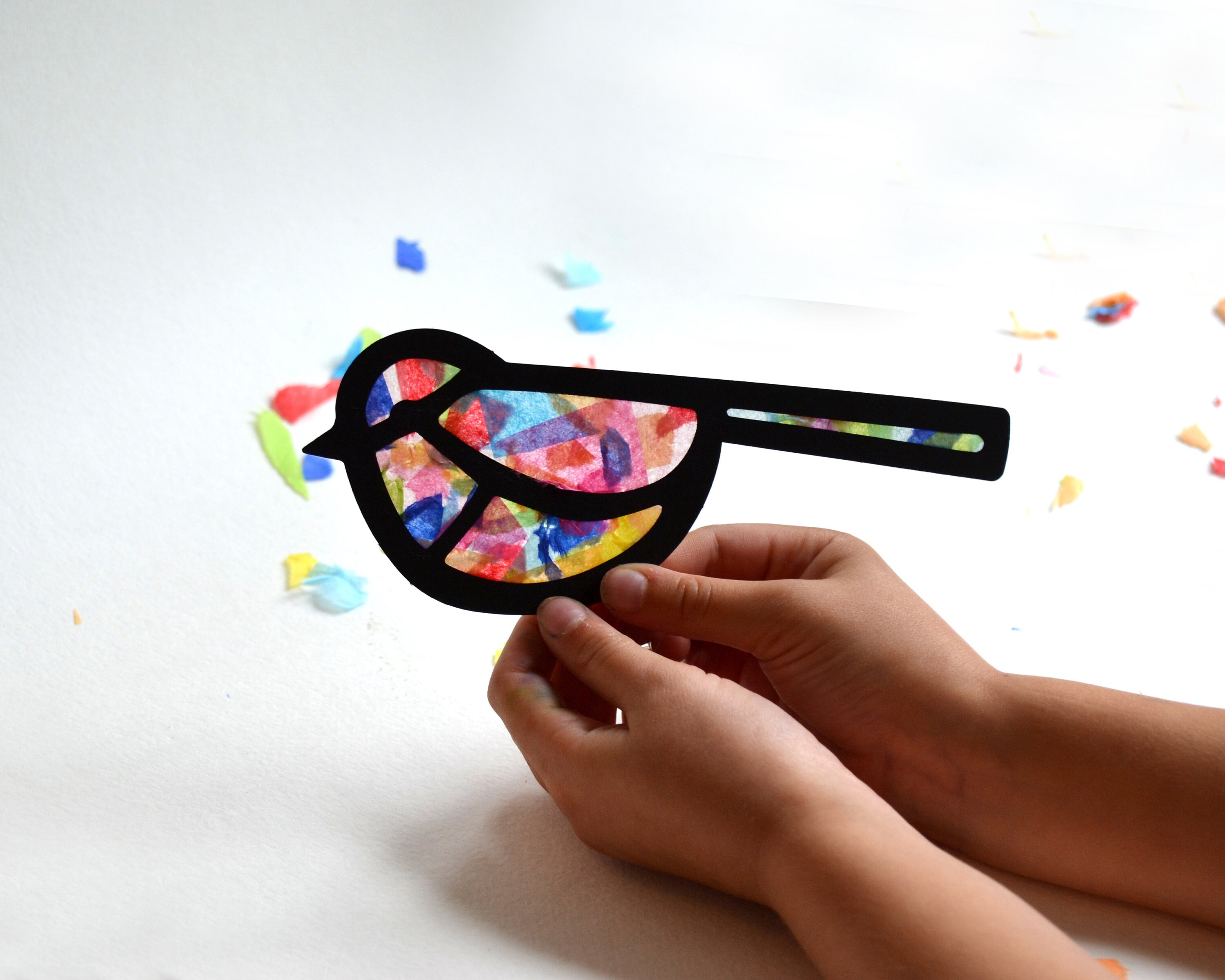 9 Birds Kids Craft Stained Glass Suncatcher Kit Using Tissue Etsy Canada