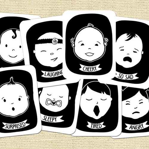 Creature Cards Baby Art Flash Cards Black and White Etsy