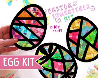 Kit de atrapasol de huevo de Pascua - Kit de manualidades para niños - Kit de manualidades para niños - Manualidades de Pascua - Guirnalda de primavera - Actividad para el hogar o el aula