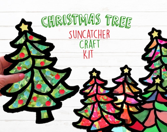 Holiday Trees Suncatcher Kit Kids Craft Kit DIY Art Kit Holiday Gift for  Kids Holiday Crafts Christmas Craft Kits for Kids 