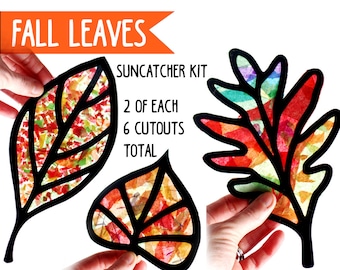 6 Leaves Kids Fall Harvest Craft Kit - Leaf Papercraft suncatcher kit