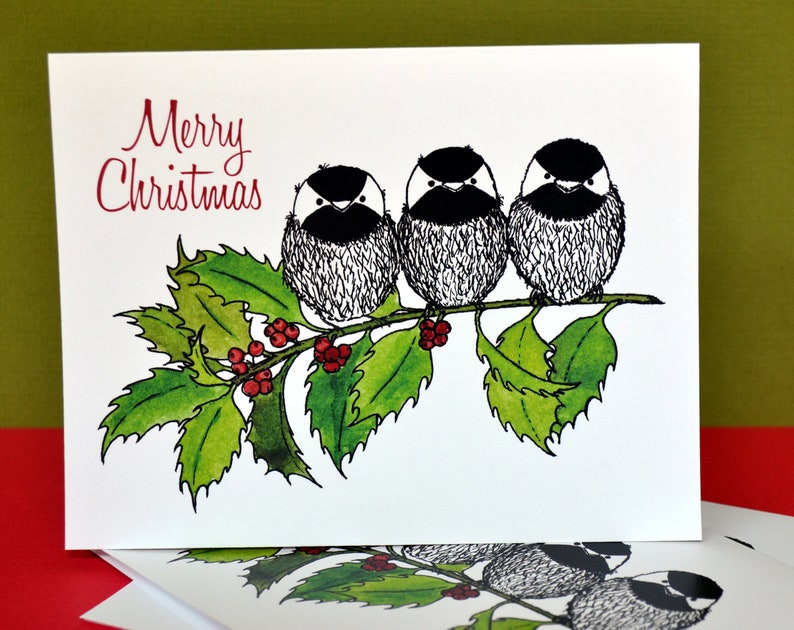 Cheery Chickadee Christmas Greeting Card 1 image 1