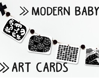 Baby Gift Modern Monochrome Black and White Baby Art Flash Cards - 24 Printed cards