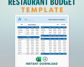Restaurant Budget Vorlagen Excel | Lebensmittel Kosten und Ausgaben Tracker | Umsatz- und Gewinn-Dashboard | Cafe Kalender | Bearbeitbares Excel Sheet