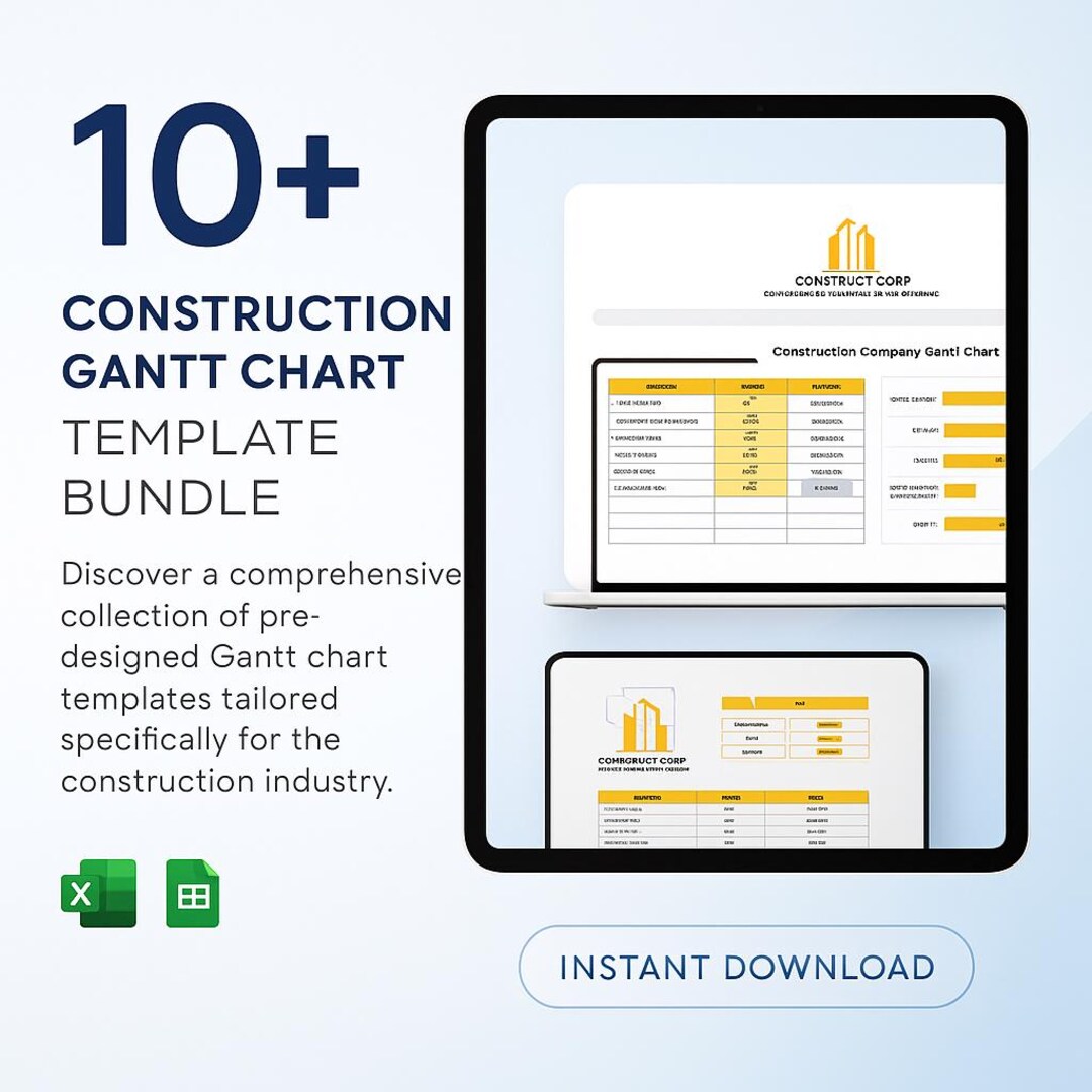 10+ Construction Gantt Chart Template Bundle Excel | Project Timeline ...