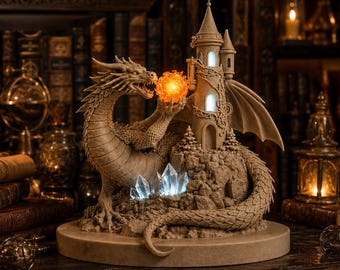 Crystal Dragon Castle STL File | Fantasy Dragon Castle 3D Print Model | Crystal Cave Diorama | DnD Terrain Digital Download