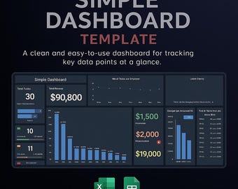 Excel Dashboard Vorlage | KPI & Performance Tracker | Businessanalytik-Kalkulationstabelle | Daten-Visualisierungsprozess | Bearbeitbare Dashboard-Datei
