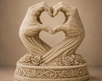Hand Heart Sculpture STL File | Romantic Hands 3D Print Model | Love Heart Statue Decor Digital Download