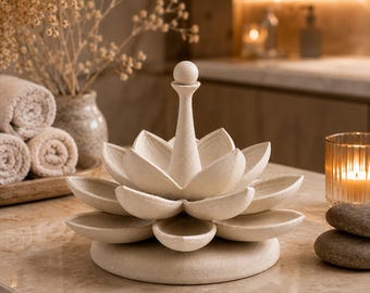 Ceramic Lotus Sculpture STL | Elegant Lotus Flower Statue 3D Model | Zen Home Decor Art | Printable STL File for 3D Printing Download
