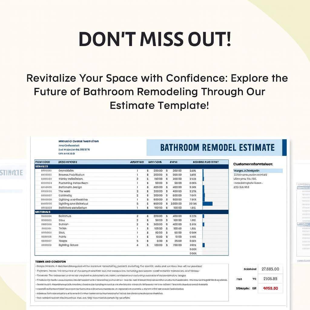 Bathroom Remodel Estimate Template Excel | Renovation Cost Calculator ...