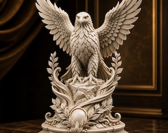 Eagle Guardian Statue STL File | Majestic Eagle 3D Print Model | Winged Bird Sculpture Wildlife Decor Digital Download