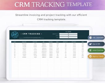 Plantilla de seguimiento CRM / Hoja de cálculo de Excel para el seguimiento de relaciones con el cliente y ventas / Panel de control de gestión de clientes / Descarga instantánea