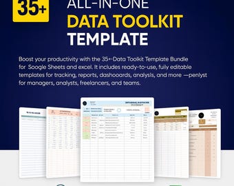 Más de 35 plantillas de herramientas de datos todo en uno: Excel, análisis empresarial, panel de KPI, informes, gráficos y hojas de cálculo de visualización.