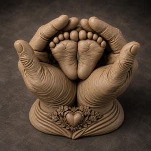 Sculpture 3D de pieds de bébé et de mains | modèle 3D souvenir nouveau-né | Statue décorative souvenir de bébé | Fichier STL imprimable pour impression 3D à télécharger