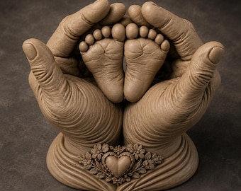 Baby Feet Hands Sculpture STL | Newborn Keepsake 3D Model | Baby Memory Statue Decor | Printable STL File for 3D Printing Download