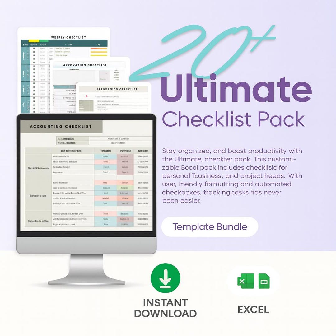 20+ Ultimate Checklists Pack Excel | Productivity and Task Planner ...