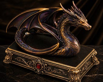 Dragon Tray STL File | Fantasy Dragon Bowl 3D Print Model | Gothic Desk Organizer | Mythical Dragon Decor Digital Download