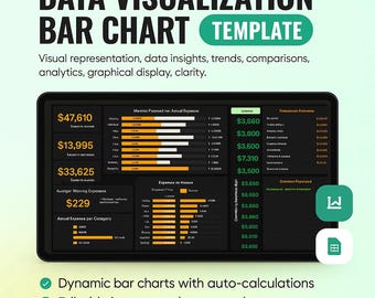 Daten-Visualisierung Balkendiagramm Vorlage Excel | Interaktives Dashboard | Businessanalytik-Kalkulationstabelle | KPI- & Leistungsbericht | Veränderbar