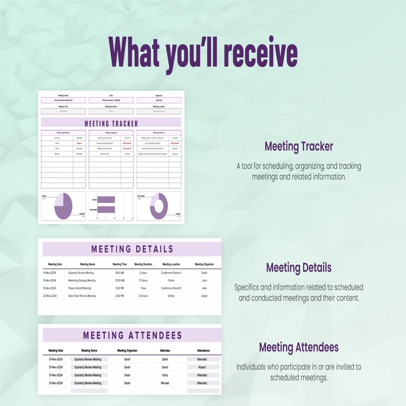 Meeting Tracker Template – Agenda, Notes & Action Item Log | Editable ...