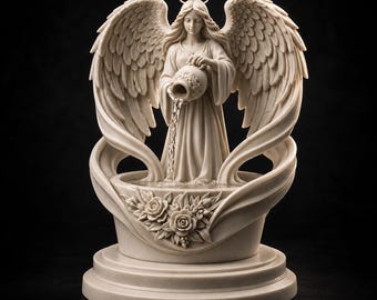 Angel Water Fountain Sculpture STL | Serene Angel Statue 3D Model | Fantasy Garden Decor | Printable STL File for 3D Printing Download