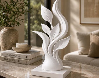 Abstract Leaf Sculpture STL | Modern Botanical Art 3D Model | Minimalist Plant Decor Statue | Nature Inspired STL Download for 3D Printing