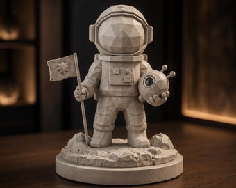 Arquivo STL de astronauta em baixa resolução | Modelo para impressão 3D de explorador espacial | Estátua geométrica de astronauta para download digital