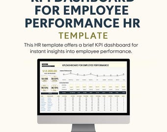 Panel de KPI para el rendimiento de los empleados / Hoja de cálculo de gestión de RR. HH. / Seguimiento de la productividad y asistencia del personal / Informe de KPI de RR. HH.