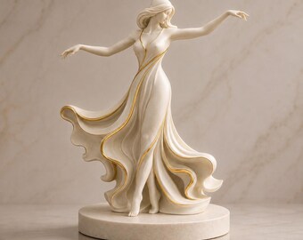 Elegant Dress Statue STL File | Luxury Female Sculpture 3D Print Model | Modern Fashion Figure Decor Digital Download
