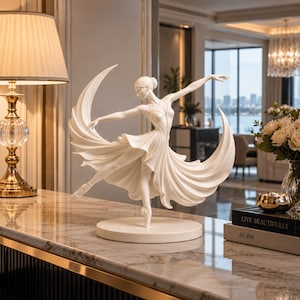 Scultura di ballerina in formato STL / Elegante statua di ballerina in 3D / Decorazione d'interni raffinata / File STL stampabile per la stampa 3D