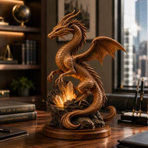 Kristalldrache STL | Fantasy Drachen Skulptur 3D Modell | Magisches Geschöpf Statue | Druckbare STL Datei für 3D Druck Download