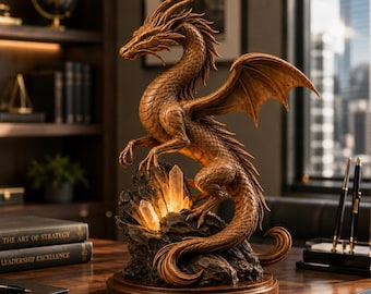 Crystal Dragon STL | Fantasy Dragon Sculpture 3D Model | Magical Creature Statue | Printable STL File for 3D Printing Download