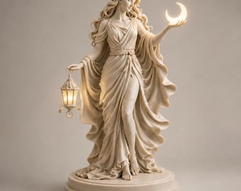 Moon Goddess Statue STL File | Elegant Female Sculpture 3D Print Model | Fantasy Lunar Deity Decor Digital Download