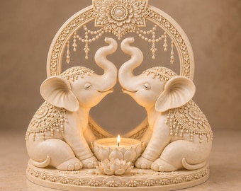 Elephant Candle Holder STL | 3D Printable Elephant Figurine Sculpture | Decorative Animal Candle Stand Model | Instant Download File