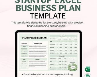 Plantilla de plan de negocios de Excel para startups / Hoja de cálculo de proyecciones financieras / Planificador de ingresos y gastos / Panel de presupuesto para pequeñas empresas