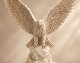 Eagle Statue STL File | Majestic Eagle 3D Print Model | Falcon Hawk Sculpture | Wildlife Desk Decor Digital Download