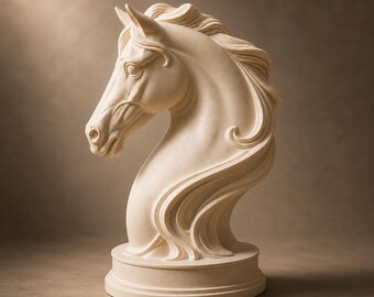 Horse Head Sculpture STL File | Realistic Horse Bust 3D Print Model | Equestrian Animal Statue Digital Download