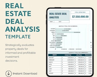 Vorlage für eine Business-Deal-Rechnung | Realistischer Taschenrechner | ROI & Cash Flow Tabelle | Realkantage