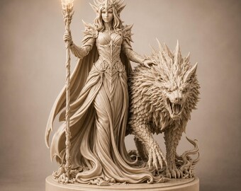 Fantasy Elf Queen STL File | Elegant Elven Female Statue 3D Print Model | Woodland Fairy Sculpture Digital Download