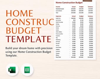 Plantilla de presupuesto de construcción de viviendas en Excel / Calculadora de costos de construcción de viviendas / Rastreador de gastos de renovación / Planificador de presupuesto de proyecto
