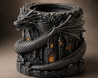 Dragon Castle Dice Tower STL File | Fantasy Castle Dice Tower 3D Print Model | DnD Dragon Terrain Digital Download
