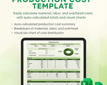 Produktionskosten Vorlage Excel | Herstellung Expense Tracker | Produktpreisrechner | Business Budget Tabelle | Kostenanalytik