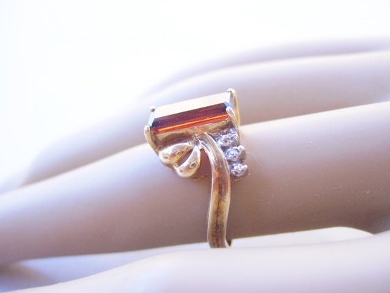 Vintage 10k Solid Yellow Gold Rectangular Garnet … - image 4