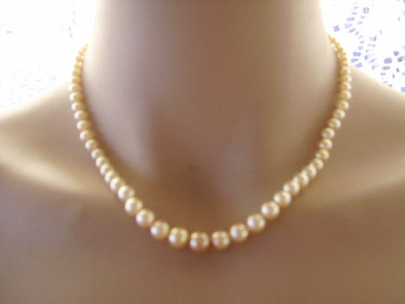 Vintage 10k White Gold 16 Inch Pearl Strand Necklace-Graduation Wedding Gift-Bride