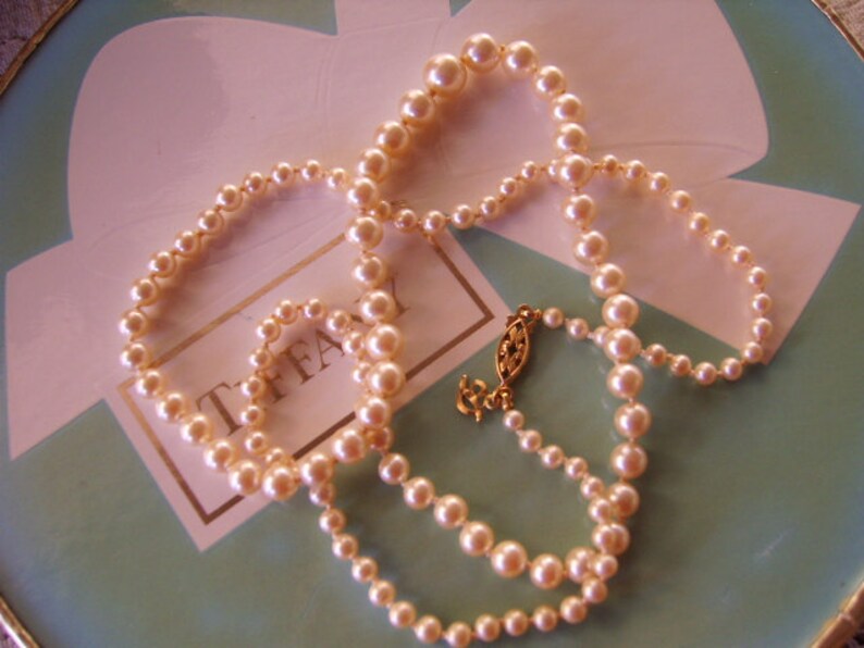 Vintage 10k White Gold 16 Inch Pearl Strand Necklace-Graduation Wedding Gift-Bride