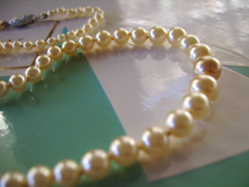 Vintage 10k White Gold 16 Inch Pearl Strand Necklace-Graduation Wedding Gift-Bride