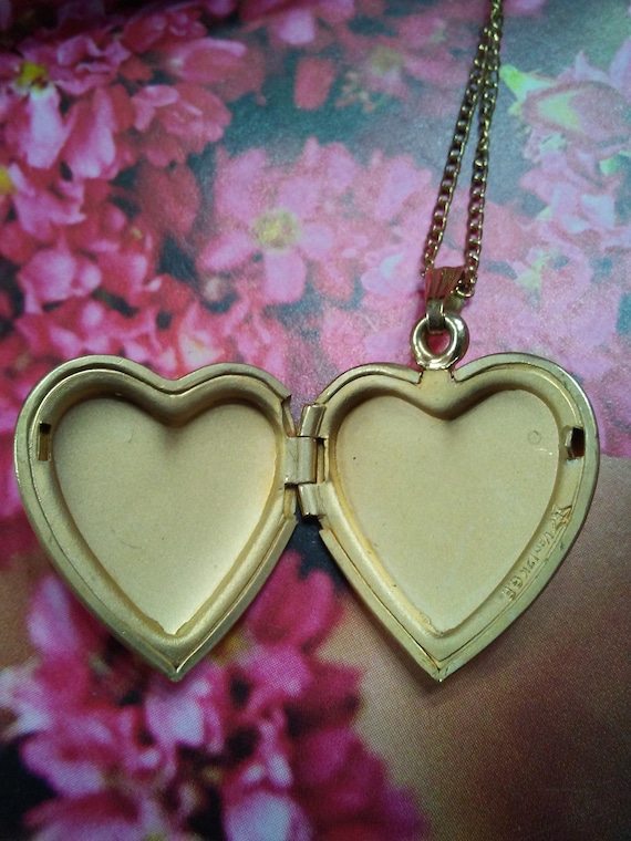 Vintage 12K Gold Filled Wedding Bells and Bows Heart … Gem