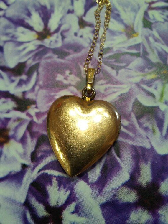 Antique 12K GF Gold Fill Etched Paste Stone Heart… - image 9