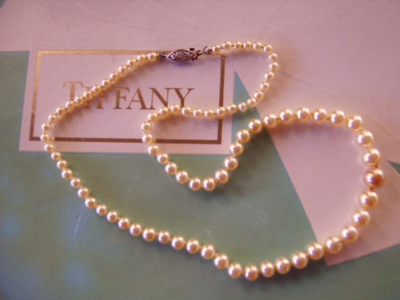 Vintage 10k White Gold 16 Inch Pearl Strand Necklace-Graduation Wedding Gift-Bride