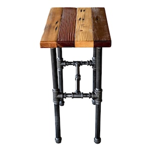 Industrial End Table / Steampunk Side Table / Rectangular Accent Table Made of Reclaimed Wood and Black Pipe