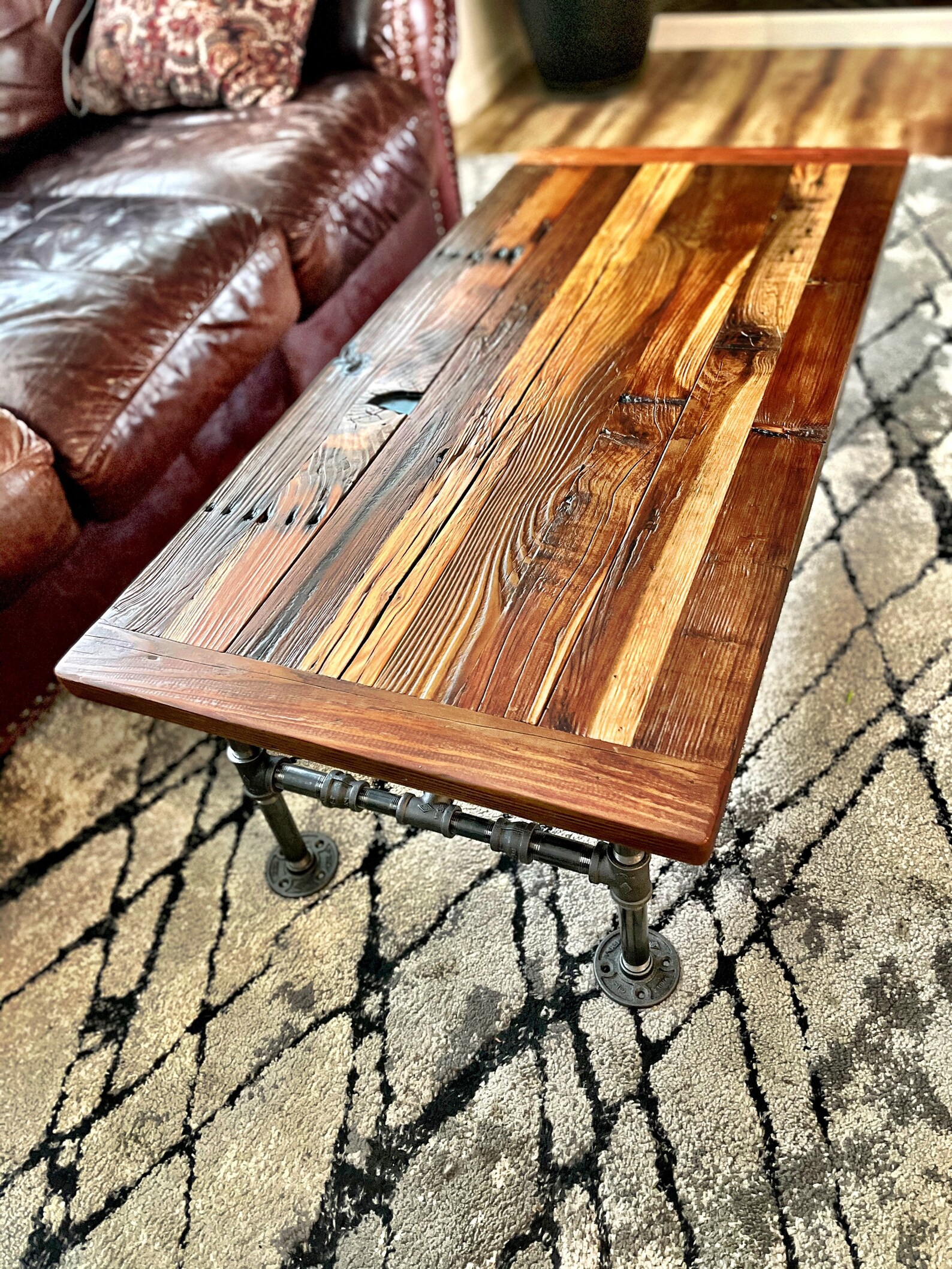 Industrial Coffee Table made with Reclaimed Wood and Black Etsy